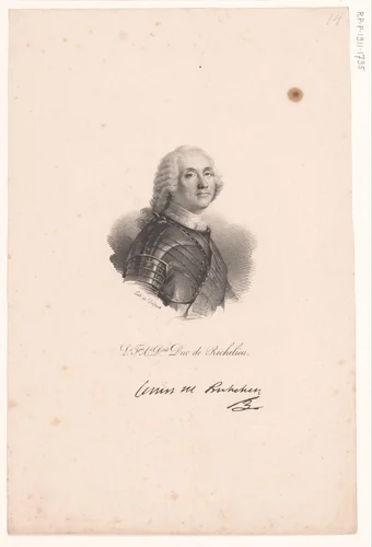 Portret van Louis-François-Armand de Vignerot du Plessis de Richelieu by anonymous, print, 1818-1842