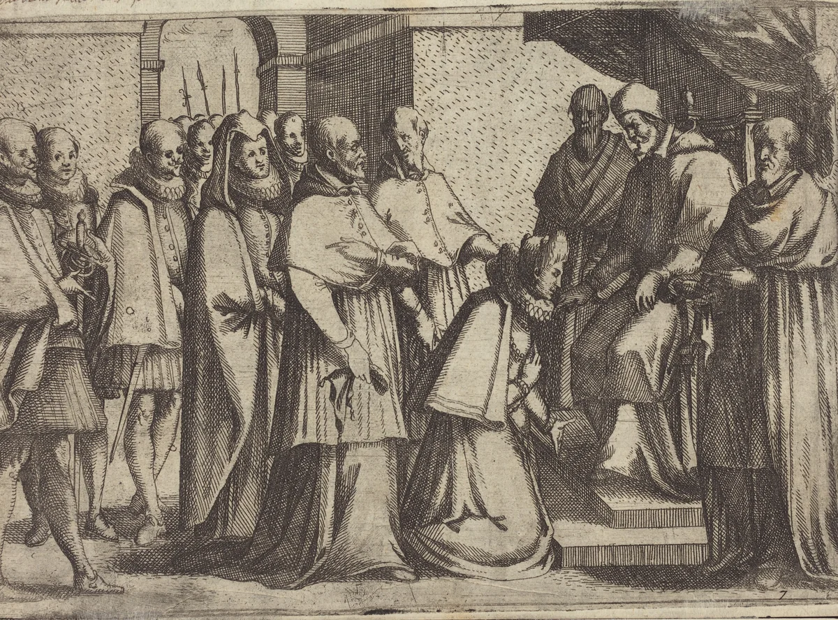 Papal Audience [verso] by Jacques Callot; Fabrizio Boschi, print, 1612