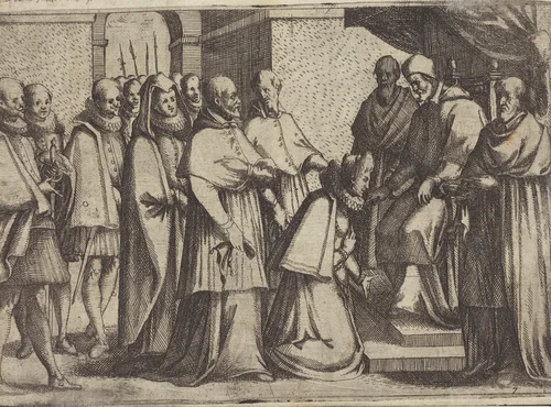 Papal Audience [verso] by Jacques Callot; Fabrizio Boschi, print, 1612