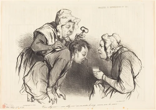 Vous allez voir!... ça va arrêter le sang... by Honoré Daumier, print, 1838