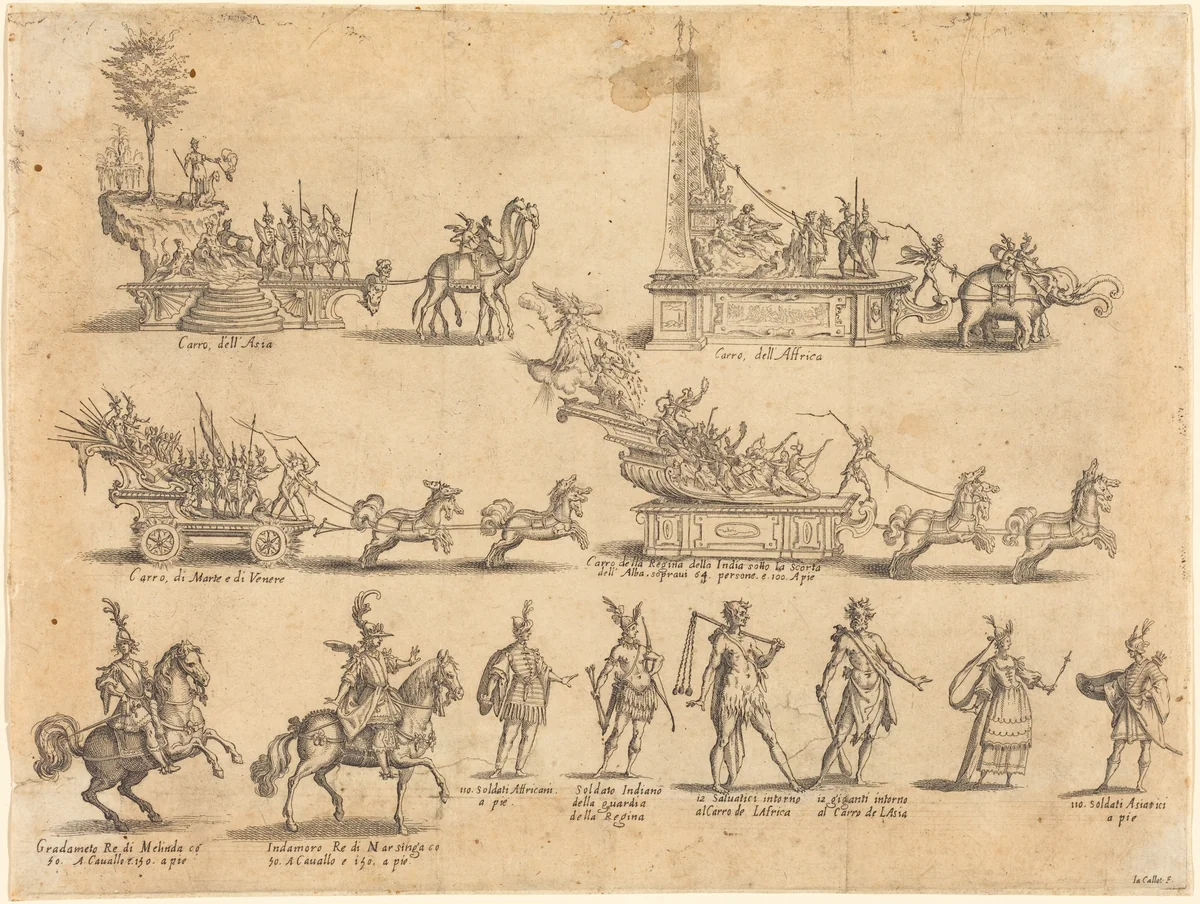 Floats and Participants by Jacques Callot, print, 1616