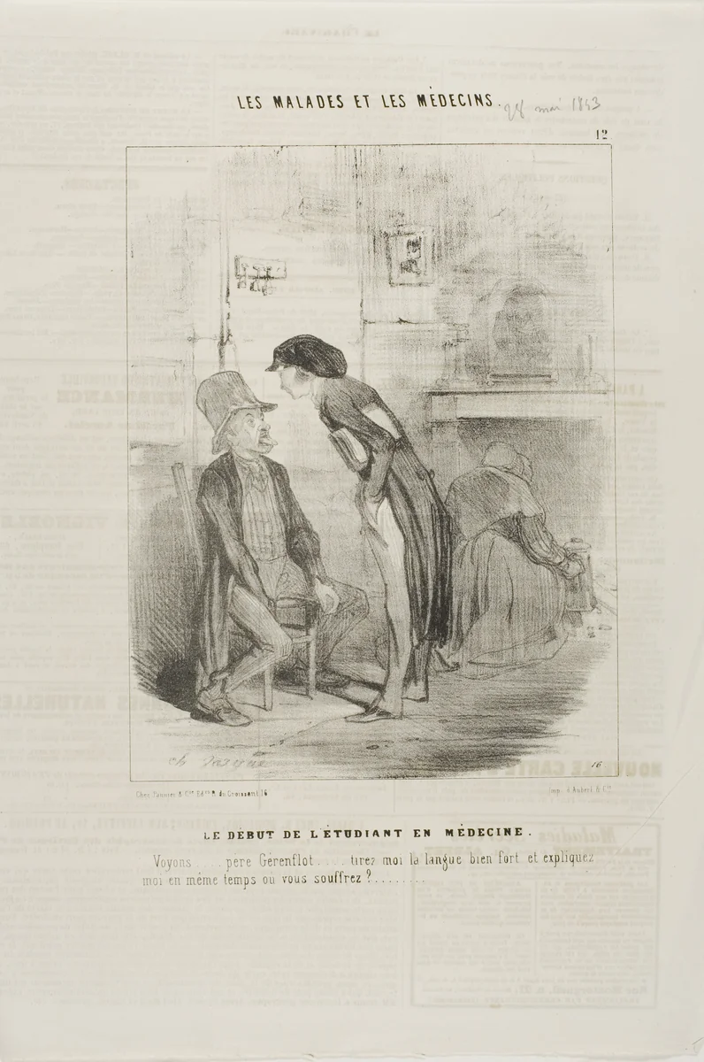 A Medical Student Starting Out (plate 12) by Charles-Émile Jacque, print, 1843