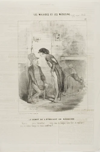 A Medical Student Starting Out (plate 12) by Charles-Émile Jacque, print, 1843