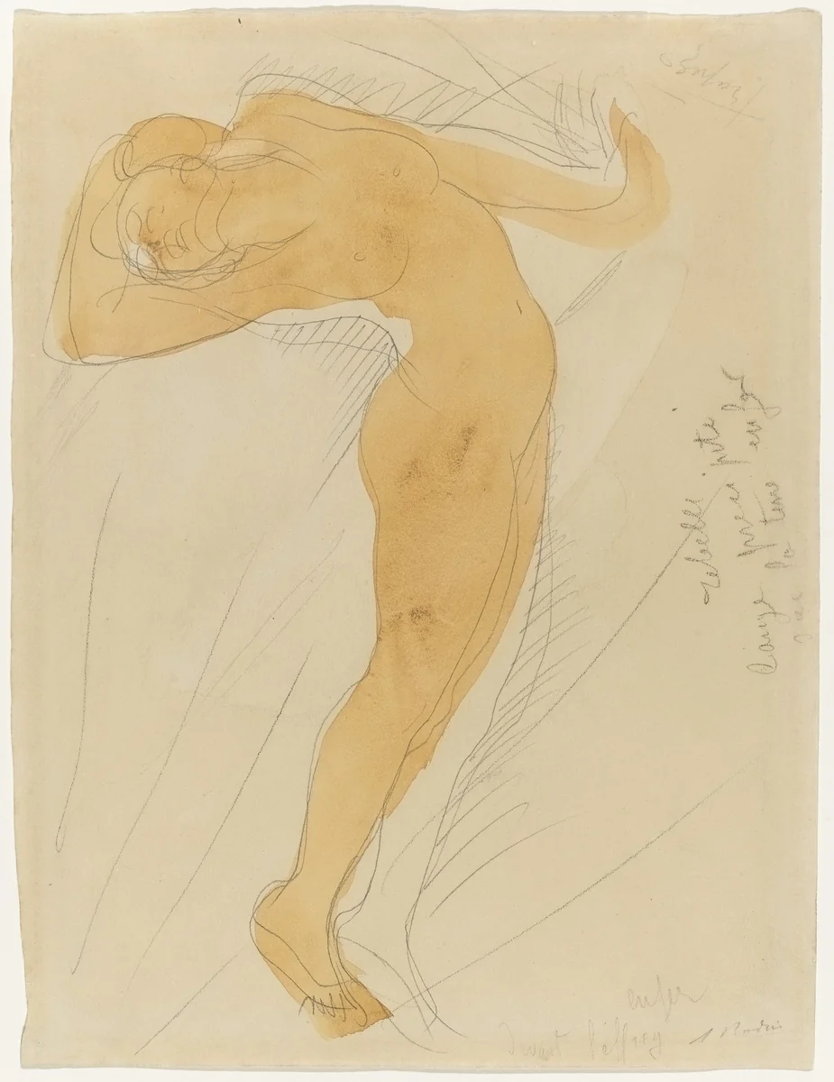Stretching Figure by Auguste Rodin, drawing, 1900