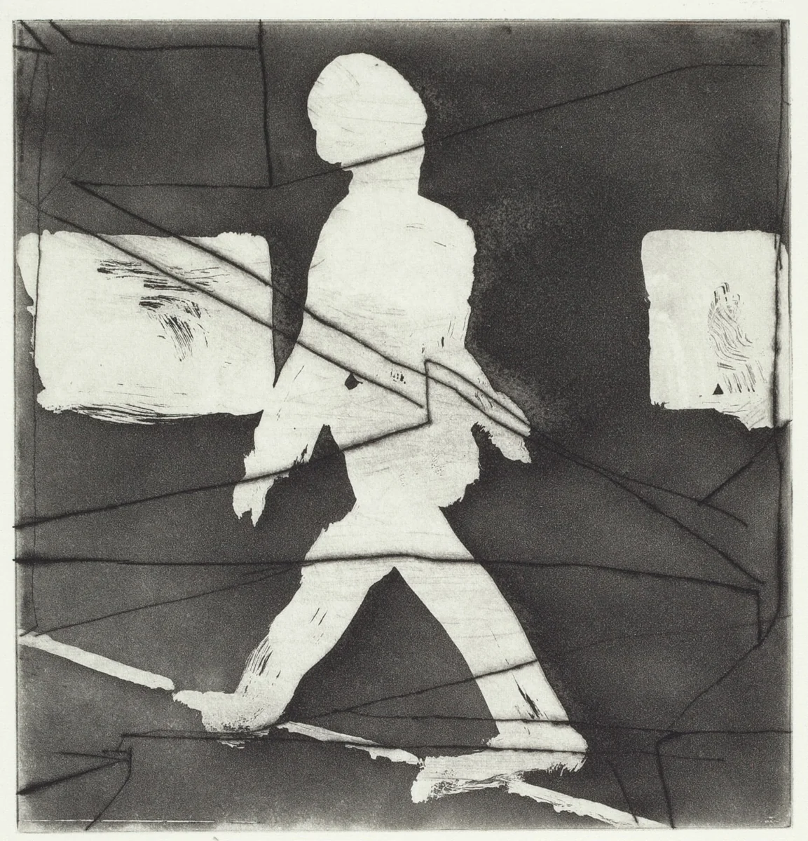 Walking Figure with Drypoint by Richard Diebenkorn, print, 1980