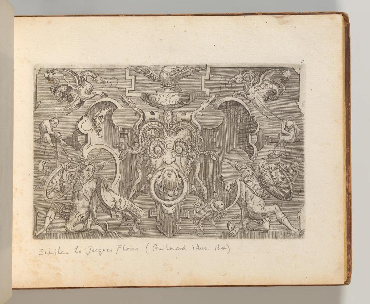 Targhe ed altri ornati di varie e capricciose invenzioni (Cartouches and other ornaments of various and capricious invention, page 11) by Jacob Floris, book, 1773