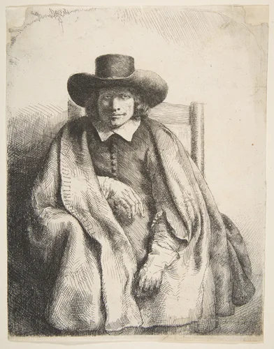 Clement de Jonghe, printseller by Rembrandt van Rijn, print, 1651