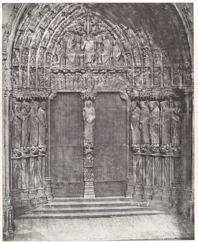 [Chartres Cathedral, Central Portal of the South Transept; The Last Judgment] by Charles Nègre, photograph, 1855