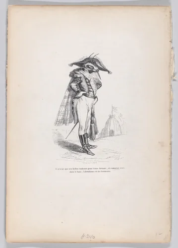 He had only his beautiful colors..., from "Scenes from the Private and Public Life of Animals" by J. J. Grandville, print, 1832-1852