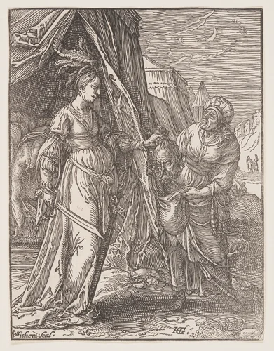 Judith with the Head of Holofernes by Christoffel van Sichem, print, 1600-1610