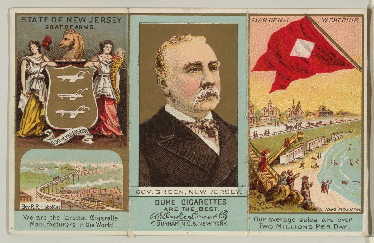 Governor Green, New Jersey, from "Governors, Arms, Etc." series (N133-2), issued by Duke Sons & Co. by W. Duke, Sons & Co., print, 1885-1892