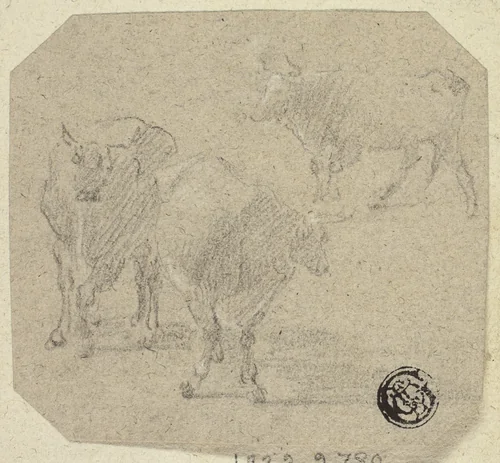 Three Cows by Unknown Artist, drawing, 1800-1899