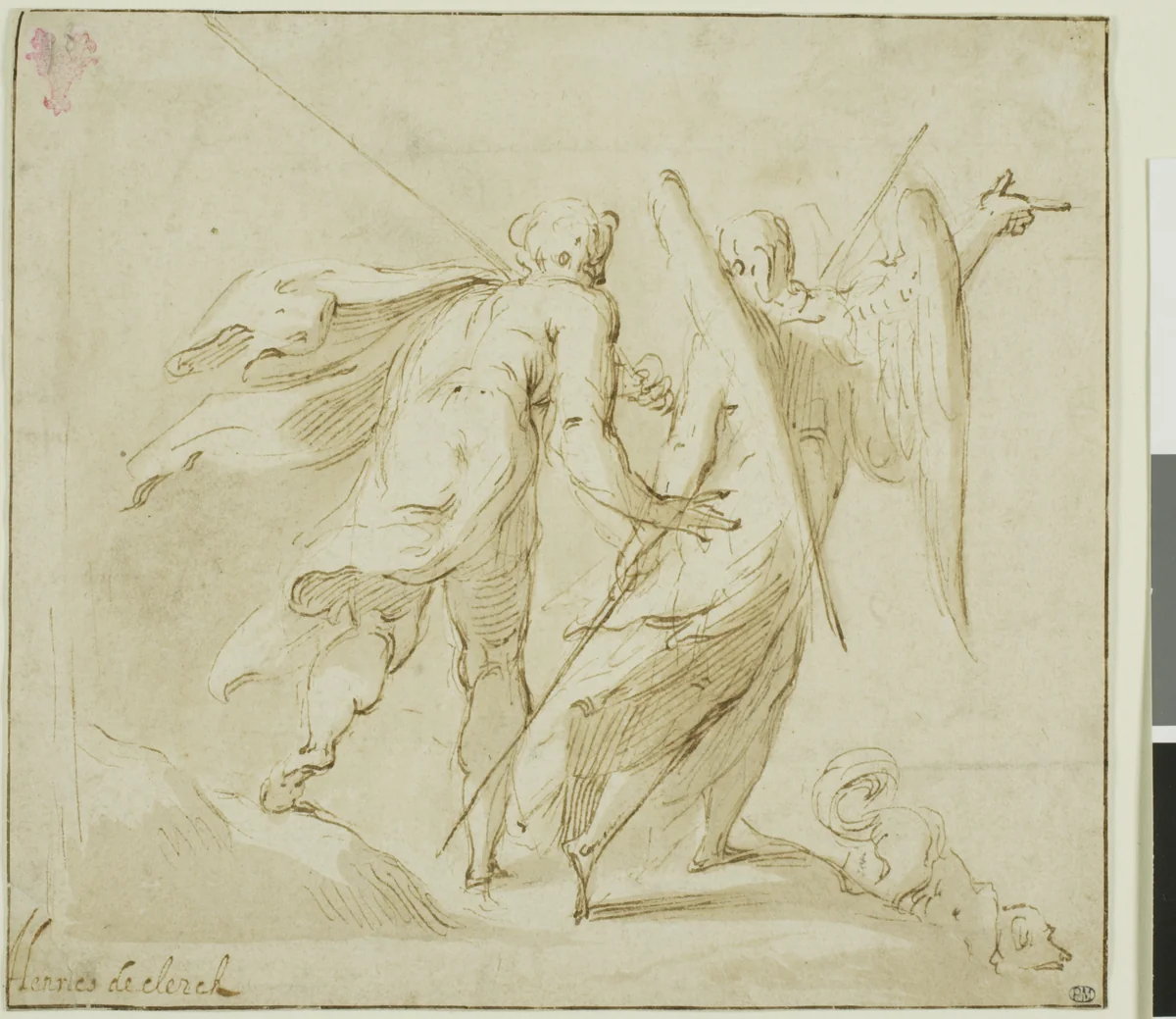 Tobias and the Angel by Michel Joseph Speeckaert, drawing, 1500-1577