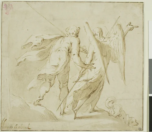 Tobias and the Angel by Michel Joseph Speeckaert, drawing, 1500-1577