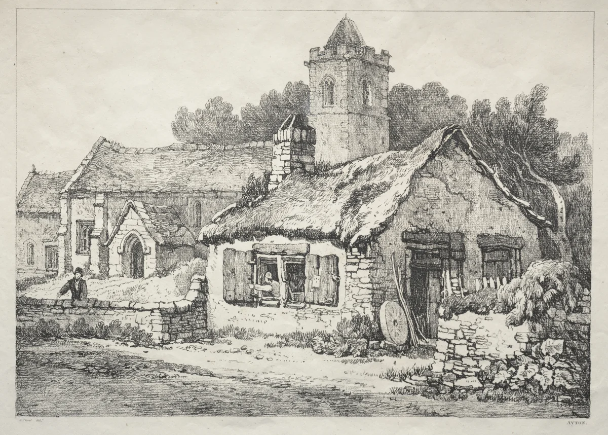A Series of Ancient Buildings and Rural Cottages in the North of England: Ayton by Samuel Prout, print, 1821