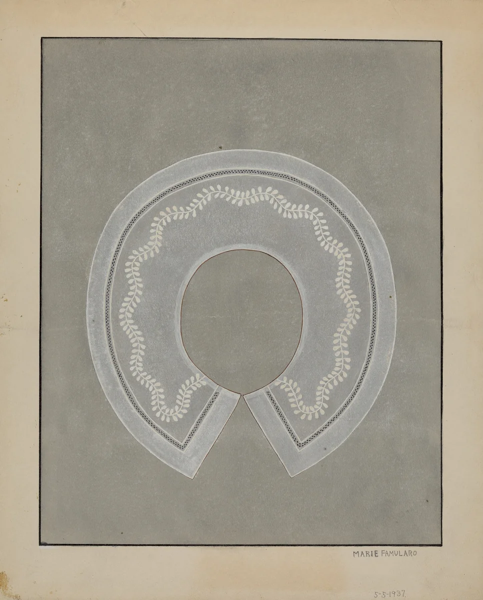 Embroidered Linen Collar by Marie Famularo, index of american design, 1936