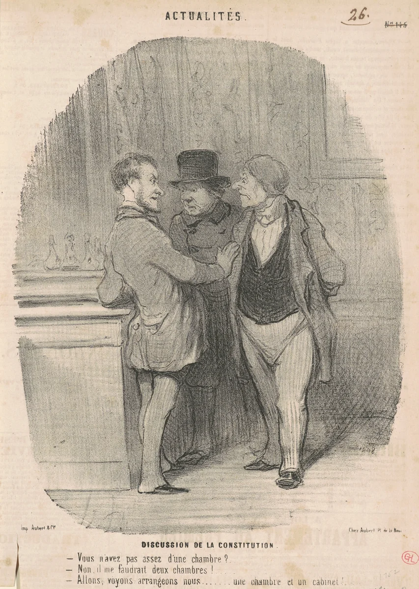 Discussion de la constitution by Honoré Daumier, print, 1848