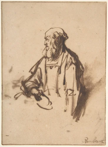 Old Man in Profile by Rembrandt van Rijn, drawing, 1620-1669