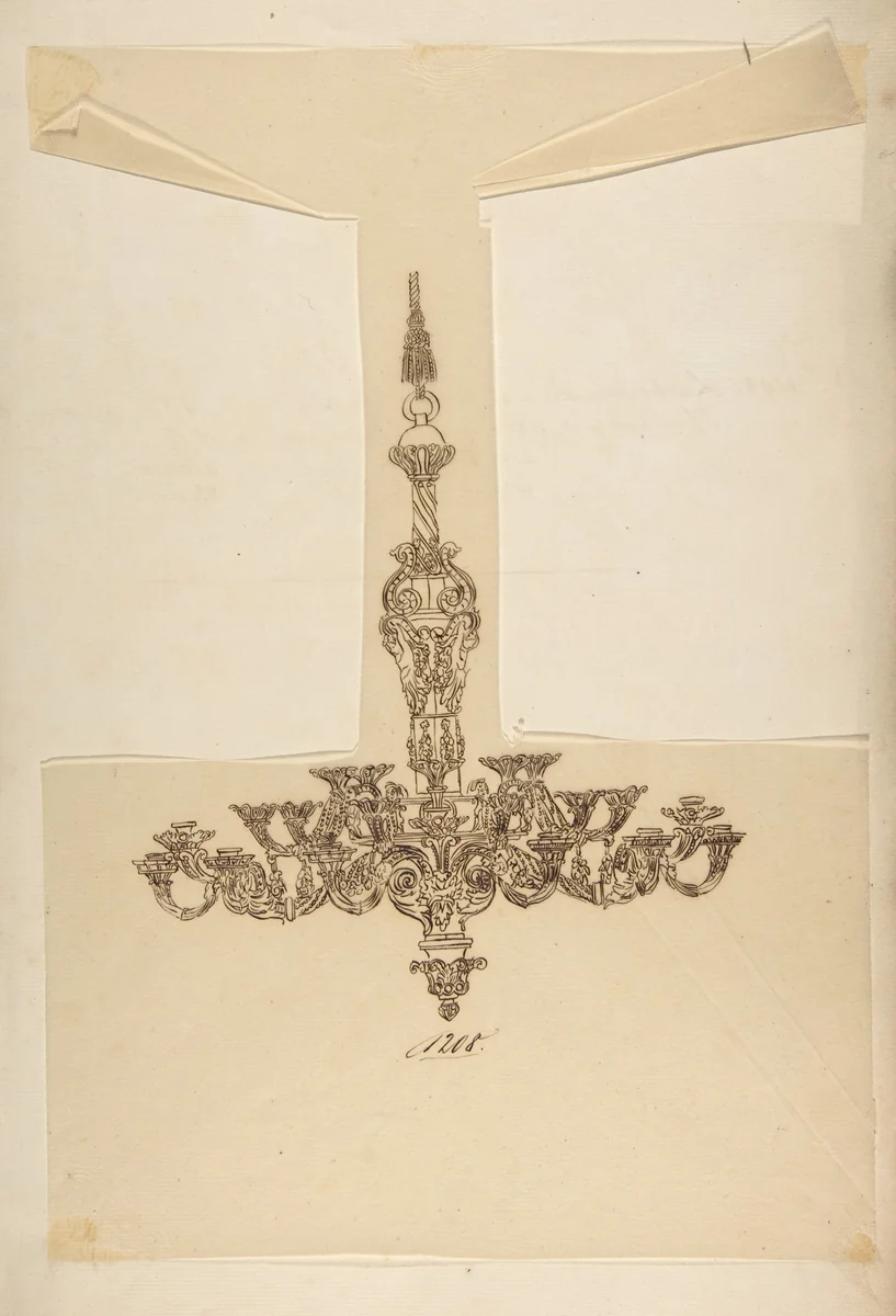 Design for a Chandelier by anonymous, drawing, 1800-1899