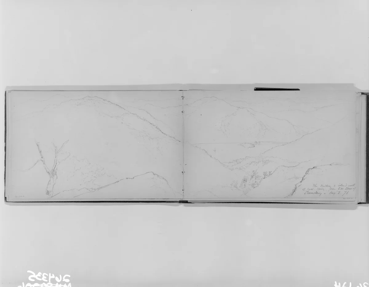 The Hudson, Storm King, 1871 (from Sketchbook) by Daniel Huntington, artwork, 1870