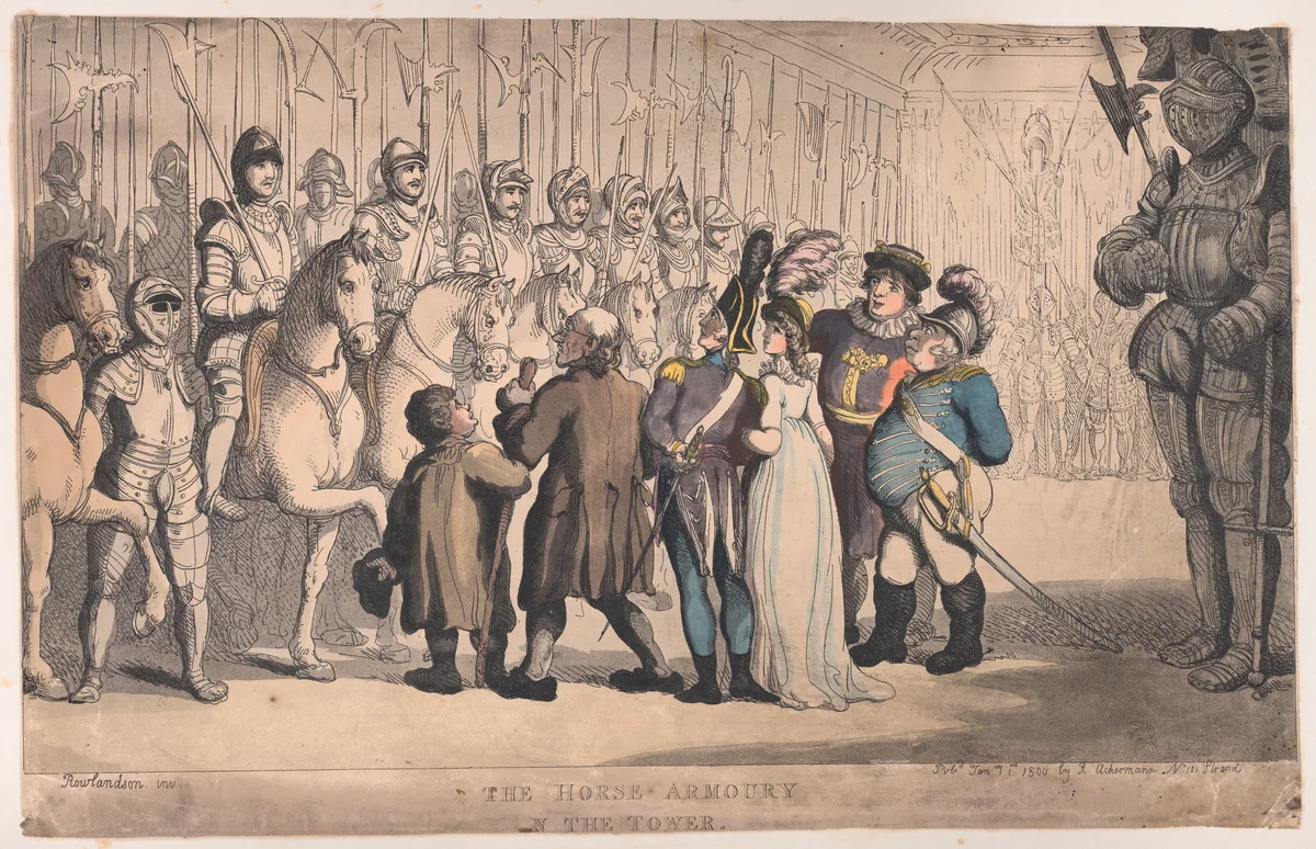 The Horse Armoury in the Tower by Thomas Rowlandson, print, 1800