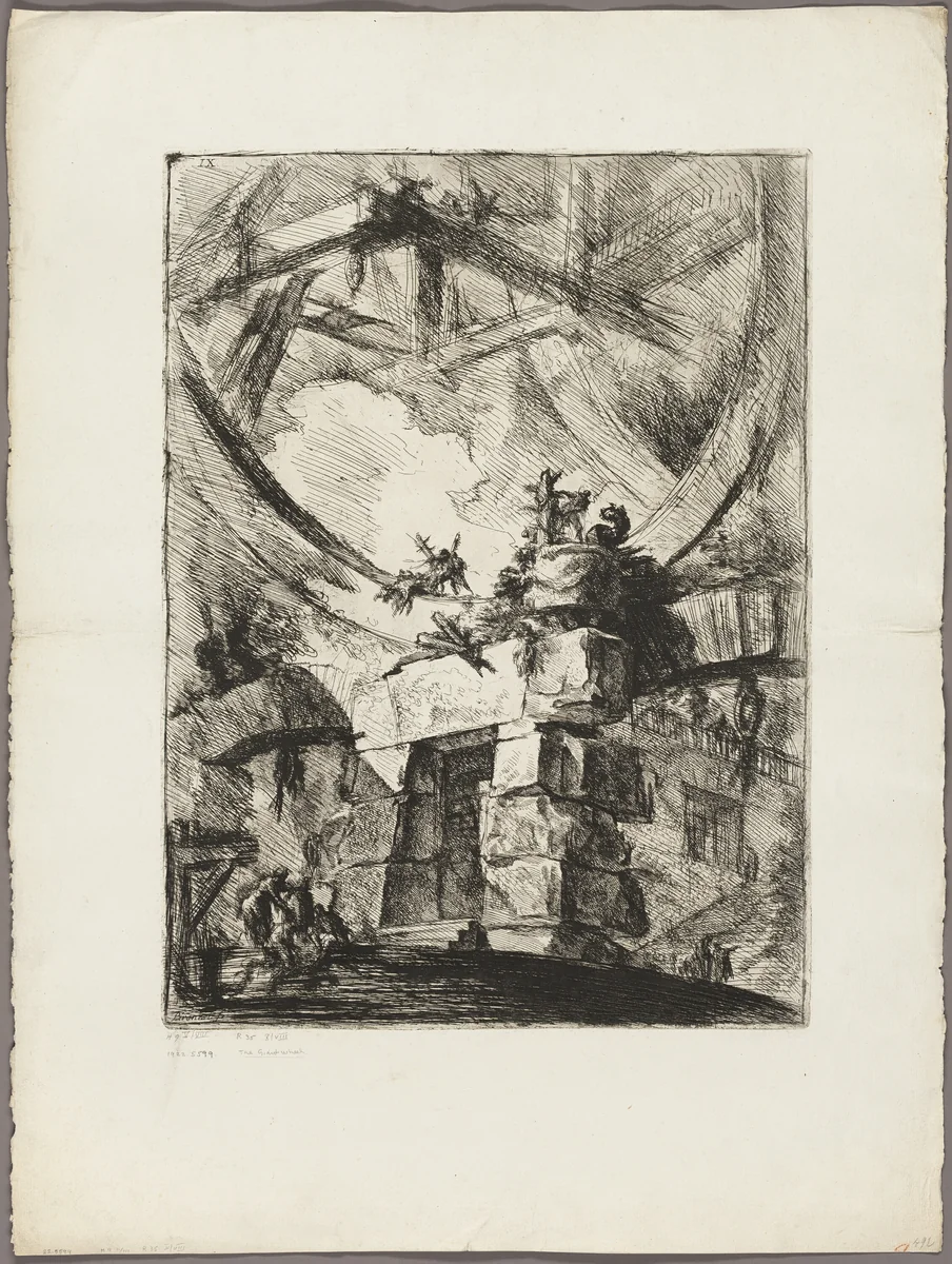 The Giant Wheel, plate 9 from Imaginary Prisons by Giovanni Battista Piranesi, print, 1761