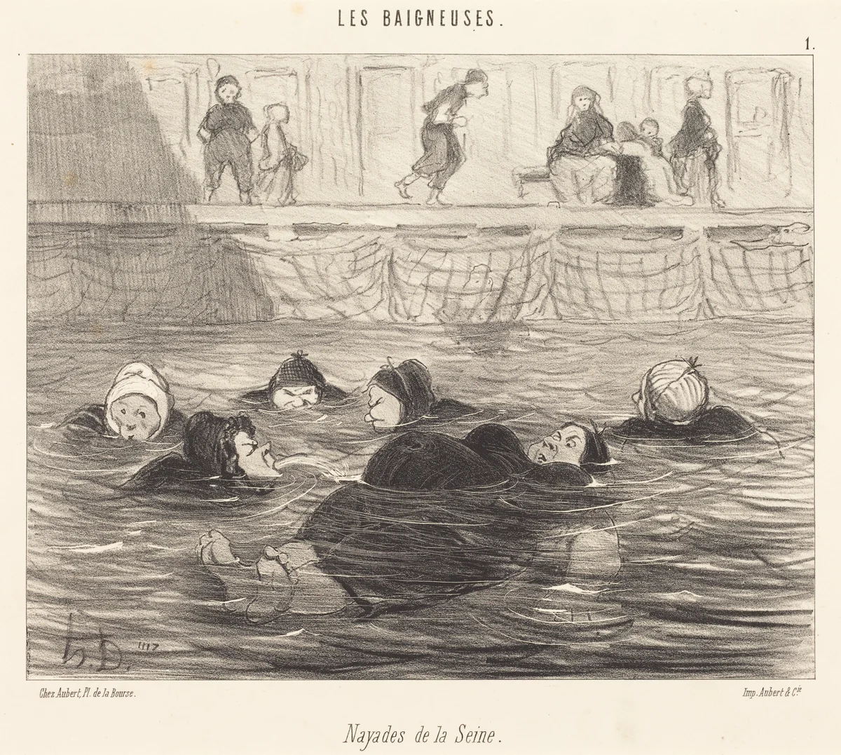 Nayades de la Seine (Sea Nymphs of the Seine) by Honoré Daumier, print, 1847