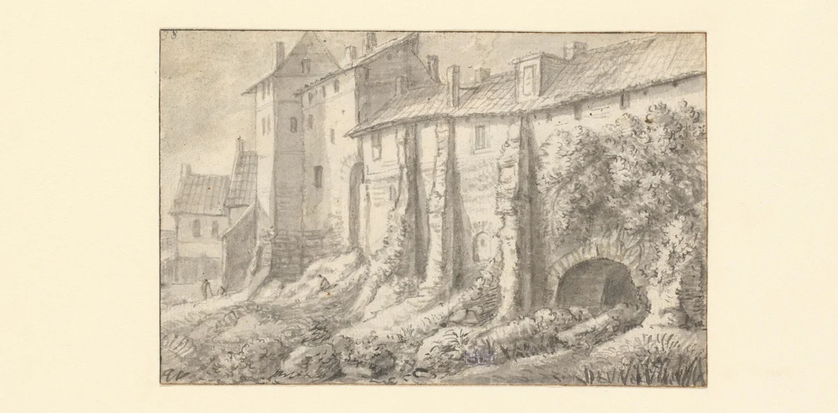 Stadsmuur van Hamburg van de buitenzijde gezien by Anthonie Waterloo, drawing, 1619-1690