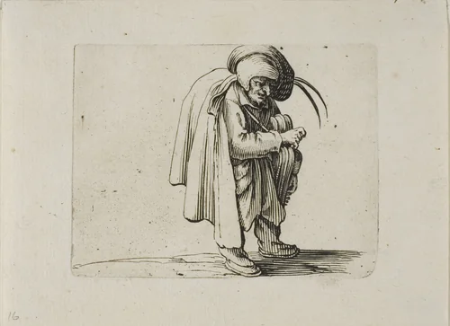 The Hurdy-Gurdy Player, from Varie Figure Gobbi by Jacques Callot, print, 1616