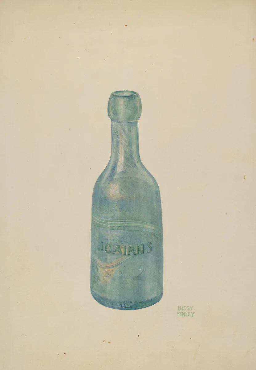 Glass Soda Bottle by Bisby Finley, index of american design, 1940