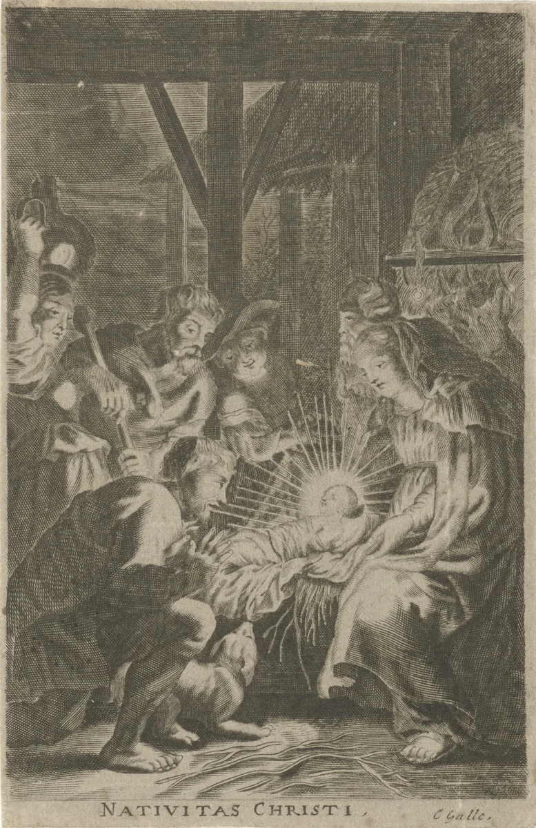 Aanbidding door de herders by anonymous, print, 1614-1633