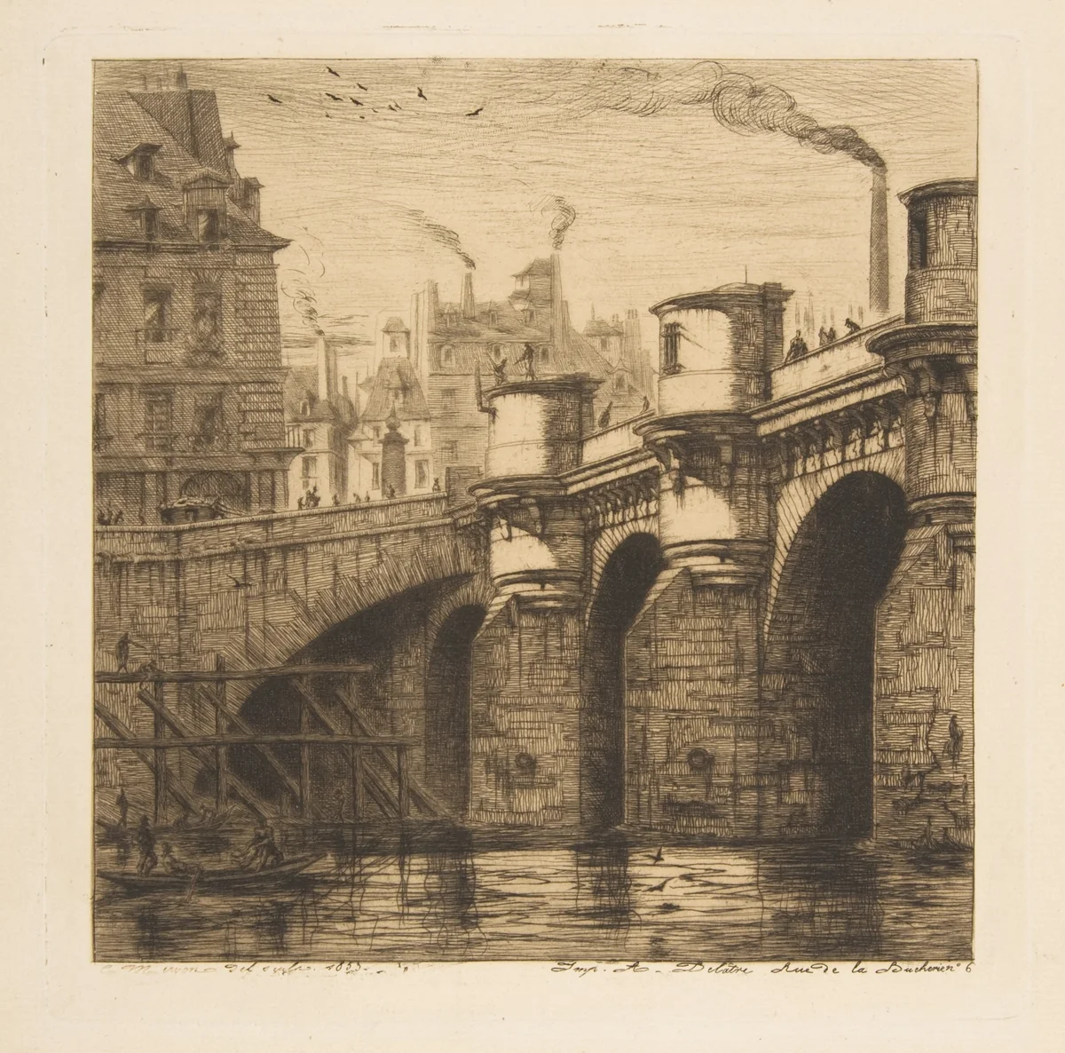 Pont-Neuf, Paris, from "Etchings of Paris" by Charles Meryon, print, 1853