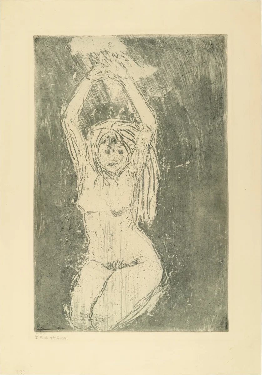 Nude with Raised Arms (Akt mit erhobenen Armen) by Emil Nolde, print, 1908