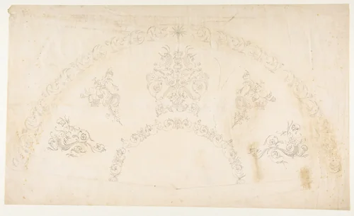 Fan Design with Grotesques by anonymous, drawing, 1800-1899