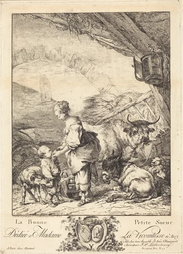 La bonne petite soeur by Philippe-Jacques de Loutherbourg, print, 1740-1812