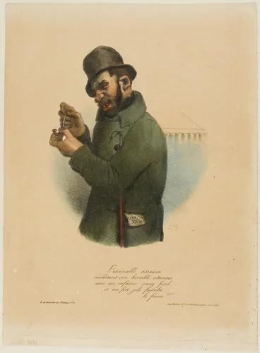 The Execrable Assassin Contemplates his Horrible Assault... by Charles J. Traviès, print, 1832-1859