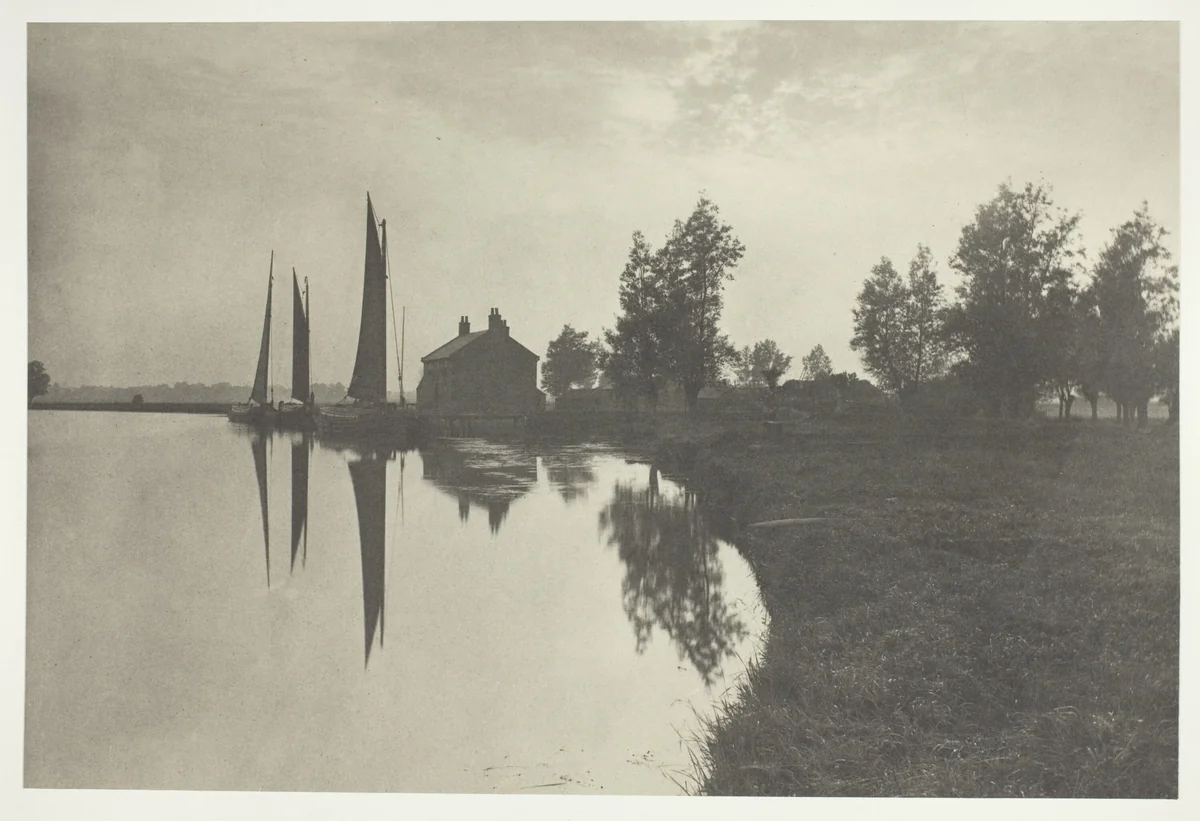 Cantley: Wherries Waiting for the Turn of the Tide by Peter Henry Emerson, photograph, 1886