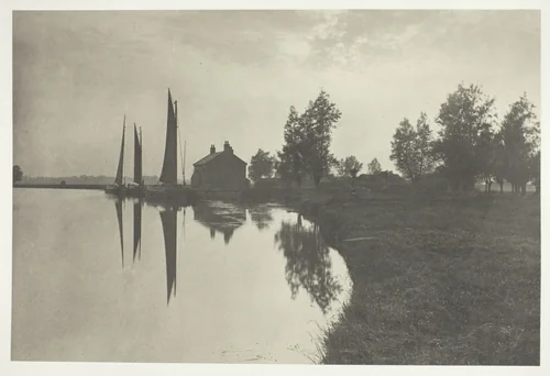 Cantley: Wherries Waiting for the Turn of the Tide by Peter Henry Emerson, photograph, 1886