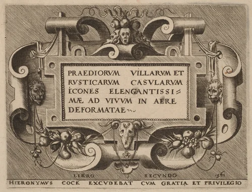 Title Page for "Praediorum Villarum" by Hieronymus Cock, print, 1561