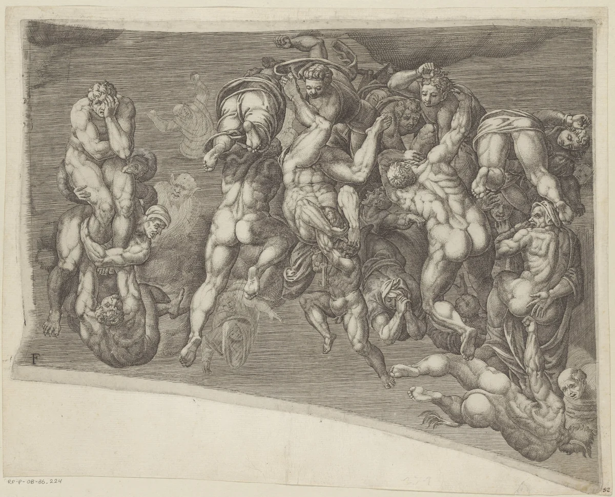 Het laatste oordeel, blad F by Giorgio Ghisi, print, 1530-1582