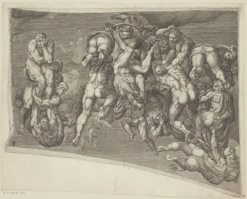 Het laatste oordeel, blad F by Giorgio Ghisi, print, 1530-1582
