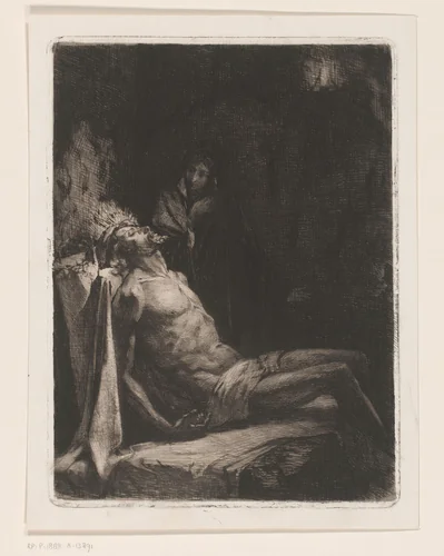 Christus na de kruisafneming by Wilhelmus Johannes Steenhoff, print, 1873-1888