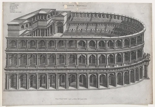 Theater of Marcellus, from "Speculum Romanae Magnificentiae" by anonymous, print, 1530-1580