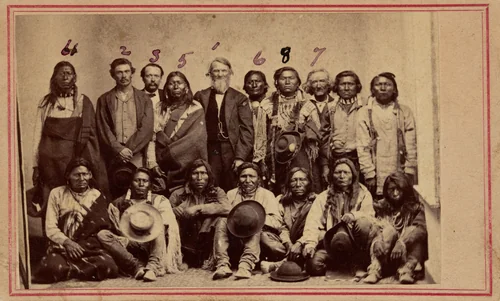 William F.M. Arny with Apache and Ute Chiefs by American 19th Century, photograph, 1867