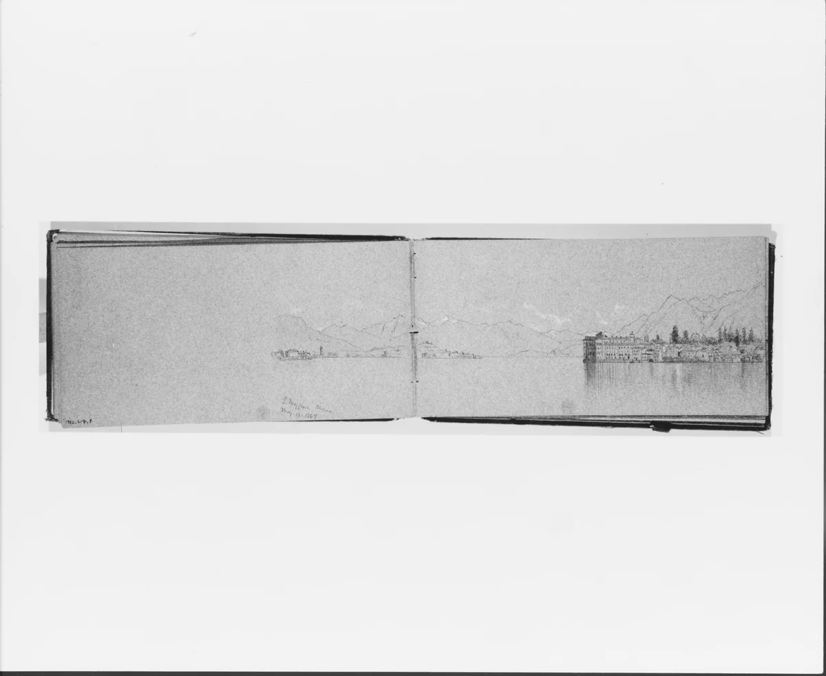 Lake Maggiore May 12 1869 (recto, from sketchbook) by Jervis McEntee, artwork, 1869