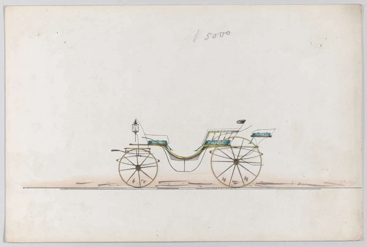 Design for Vis-à-vis Phaeton (unnumbered) by Brewster & Co., drawing, 1865-1875