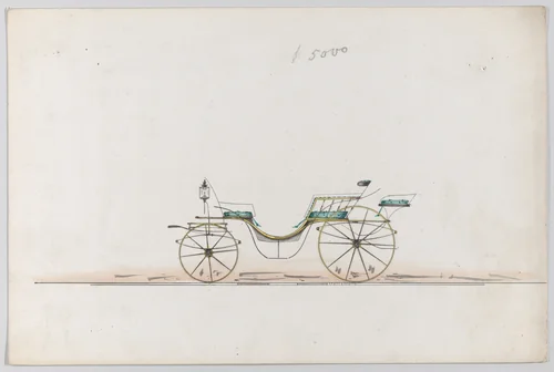 Design for Vis-à-vis Phaeton (unnumbered) by Brewster & Co., drawing, 1865-1875