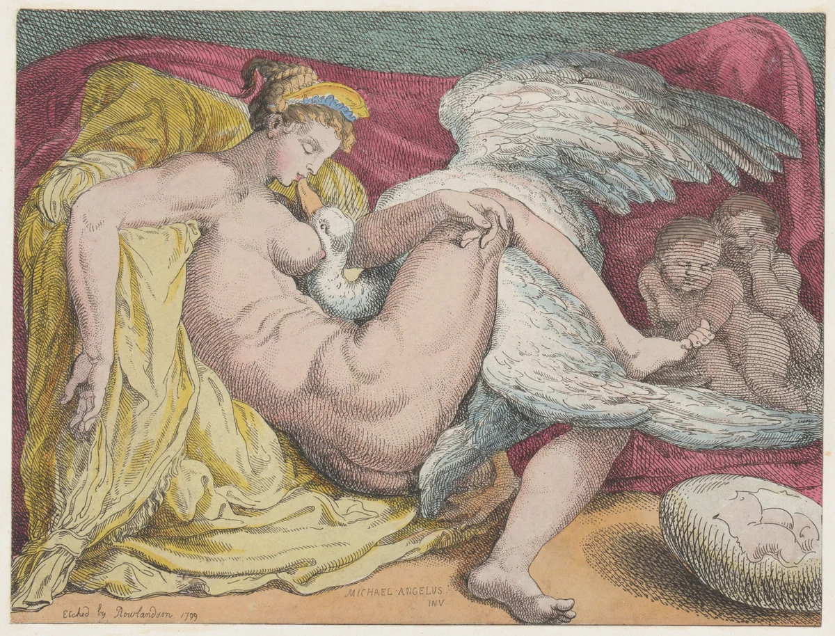 Leda and the Swan by Thomas Rowlandson, print, 1799