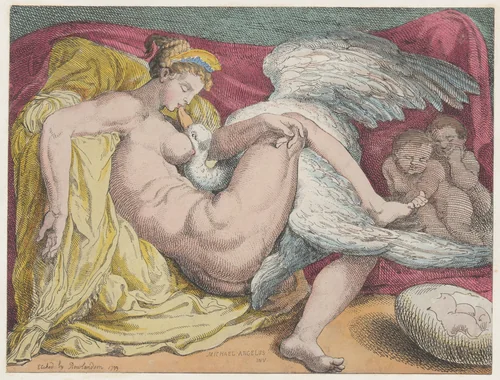 Leda and the Swan by Thomas Rowlandson, print, 1799