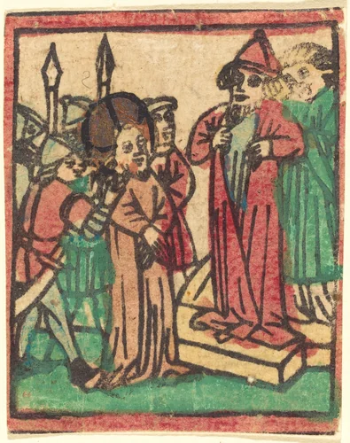 Caiaphas Tearing his Clothes by German 15th Century, print, 1449